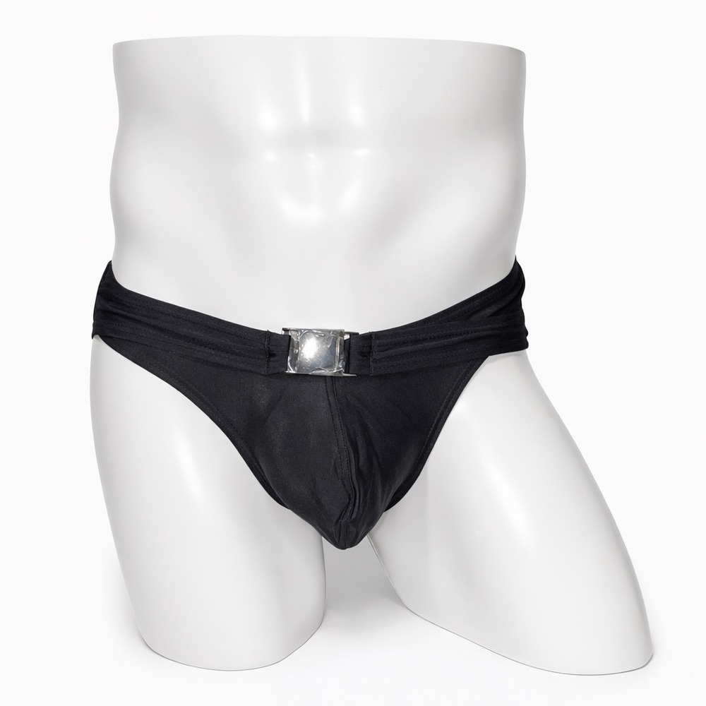 Andrew Christian Small (28-31) Black Wrap Buckle Bikini Swim Briefs 70117 NWT - Picture 3 of 12